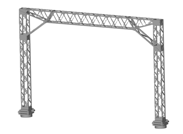 E12-1 - N-Gauge OHLE - 1500vDC - Lattice Structure Kit for 2-Track (75mm Span)