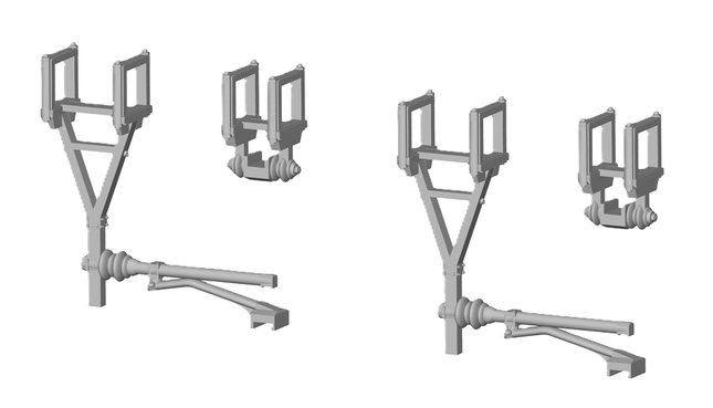 E12-23 - N-Gauge OHLE - 1500vDC Registration Arms and Catenary Wire Supports Kit for I-Beam Structures
