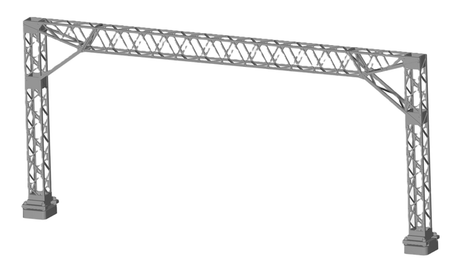 E12-3 - N-Gauge OHLE - 1500vDC - Lattice Platform Structure Kit for 2-Track (100mm Span)
