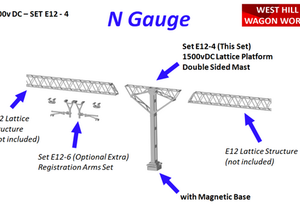 E12-4 - N-Gauge OHLE - 1500vDC - Lattice Platform Double Sided Mast