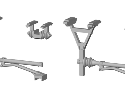 E12-6 - N-Gauge OHLE - 1500vDC Registration Arms and Catenary Wire Supports Kit for Lattice Structures