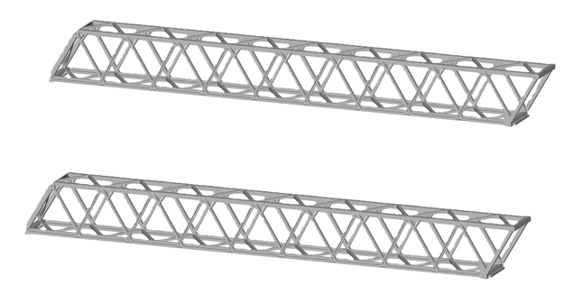 E12-7 - N-Gauge OHLE - 1500vDC 60mm Span Extensions (Pack of 2) for Lattice Structures