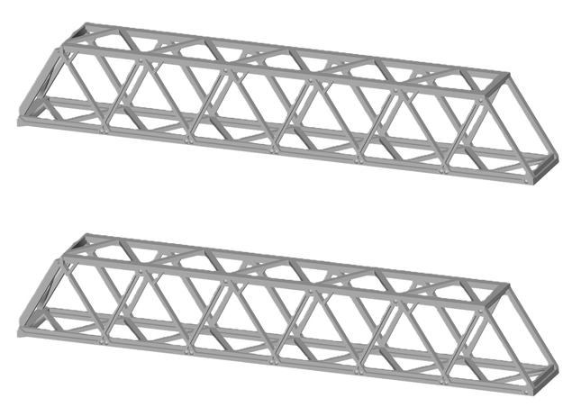 E12-8 - N-Gauge OHLE - 1500vDC 40mm Cantilever Spans (Pack of 2) for Lattice Structures