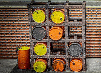 Oil Barrel Racks (with Oil Barrels) - OO Gauge (Pack of 2)