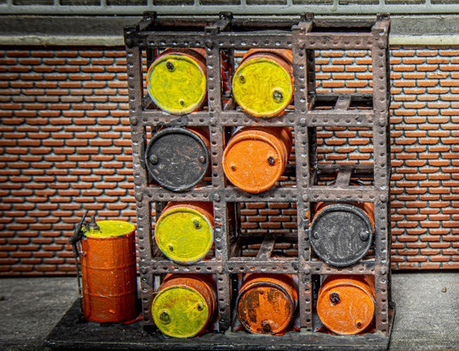 Oil Barrel Racks (with Oil Barrels) - OO Gauge (Pack of 2)