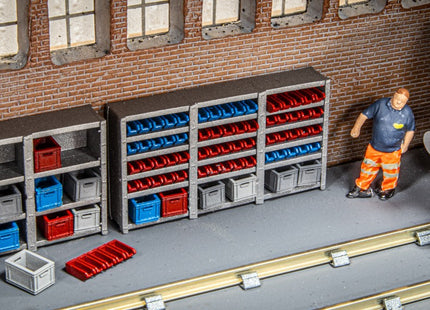 Workshop Shelving with Euro and Tote Storage Containers - OO Gauge