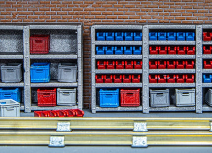 Workshop Shelving with Euro and Tote Storage Containers - OO Gauge