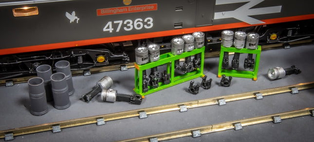 Class 47/45 Pistons, Liners and Storage Racks - OO Gauge