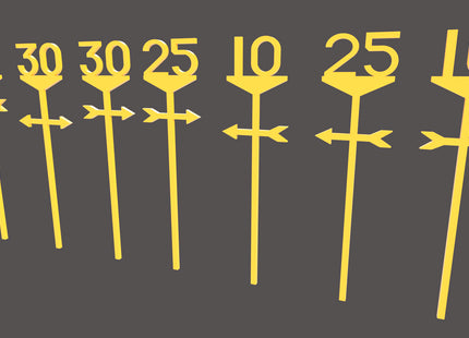 BR Speed Restriction Signs (5 to 30 mile/h) - O Gauge (Pack of 8)