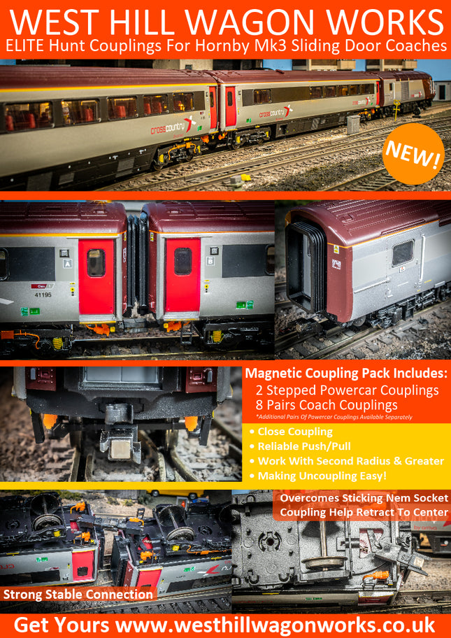 Hunt Magnetic Couplings ELITE - Additional Powercar Couplings For Mk3 SD Powercars - OO Gauge