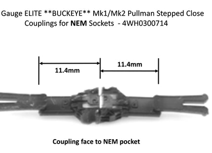 Hunt Magnetic Couplings ELITE **BUCKEYE** - Mk1/Mk2/Pullman Stepped Close Coupling - Couplings for NEM Sockets - OO Gauge