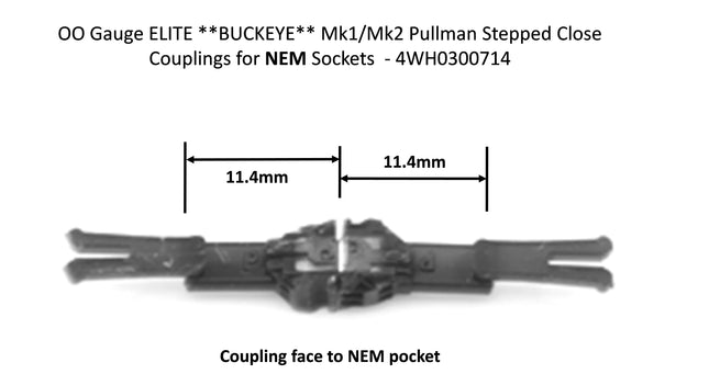 Hunt Magnetic Couplings ELITE **BUCKEYE** - Mk1/Mk2/Pullman Stepped Close Coupling - Couplings for NEM Sockets - OO Gauge