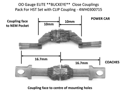 Hunt Magnetic Couplings ELITE **BUCKEYE** - Pack For HST Set With CLIP Couplings - Close - OO Gauge