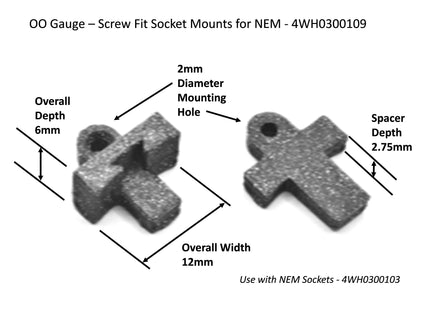 Screw Fit NEM Socket Mounts - OO Gauge (Pack of 10)