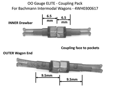 Hunt Magnetic Couplings ELITE - Coupling Pack For Bachmann Intermodal Wagons - OO Gauge