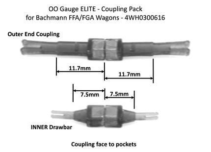 Hunt Magnetic Couplings ELITE - Coupling Pack For Bachmann FFA/FGA Wagons - OO Gauge