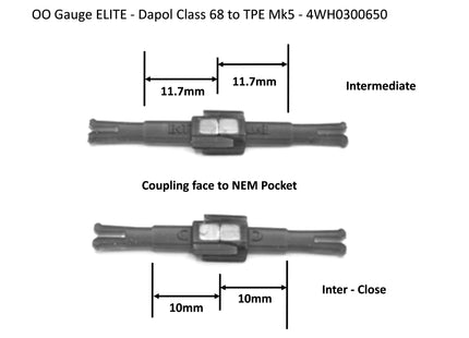 Hunt Magnetic Couplings - Dapol Class 68 to TPE Mk5 Set 2 Pairs of Couplings (2 Pairs)