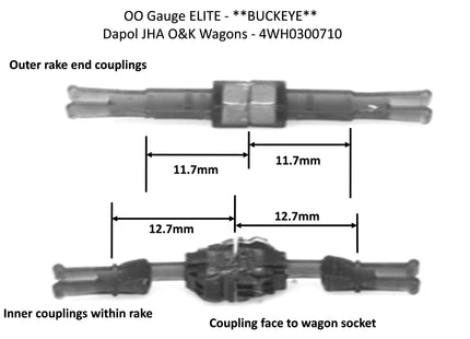 Hunt Magnetic Couplings ELITE **BUCKEYE** - Coupling Pack For O & K Dapol JHA Hopper Wagons- OO Gauge