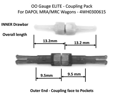 Hunt Magnetic Couplings ELITE - Coupling Pack For DAPOL MRA/MRC Wagons - OO Gauge