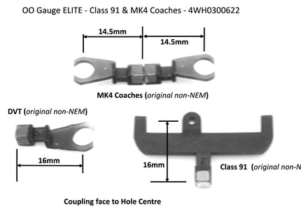 Hunt Magnetic Couplings ELITE - Pack For Intercity 225/Class 91 Mk4 & DVT Set (Original Tooling Non-NEM) - OO Gauge