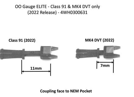 Hunt Magnetic Couplings ELITE - Class 91 & Mk4 DVT Coupling (2022 Tooling NEM Socket) - OO Gauge