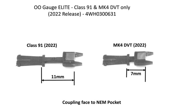Hunt Magnetic Couplings ELITE - Class 91 & Mk4 DVT Coupling (2022 Tooling NEM Socket) - OO Gauge