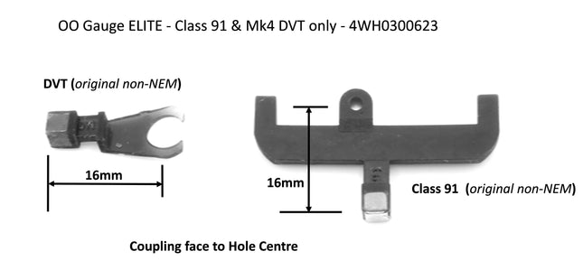 Hunt Magnetic Couplings ELITE - Class 91 & Mk4 DVT Coupling (Original Tooling Non-NEM) - OO Gauge