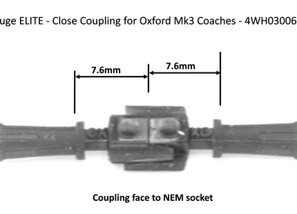 Hunt Magnetic Couplings ELITE - Close Couplings For Oxford MK3 Coaches -NEM (10 Pairs) - OO Gauge