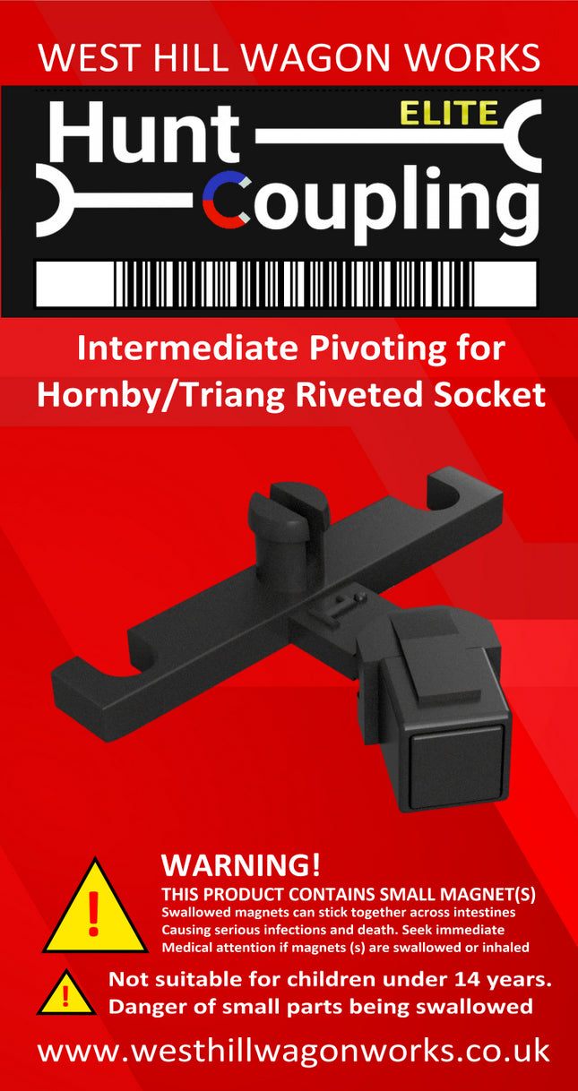 Hunt Magnetic Couplings ELITE - Pivoting Intermediate Couplings for Hornby/Triang Riveted Sockets - OO Gauge