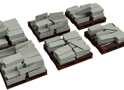 Detailed Pallets With Concrete Cable Trough Trunking - OO Gauge (Pack Of 6)