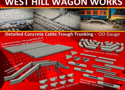 Concrete Cable Trough Trunking Raised Pack - OO Gauge (Pack Of 2)