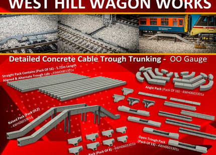 Concrete Cable Trough Trunking Angle Pack - OO Gauge (Pack Of 16)