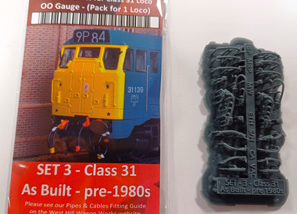 Detailed Pipes and Cables for a Class 31 Locomotive (As Built - pre 1980s) - OO Gauge (SET 3)