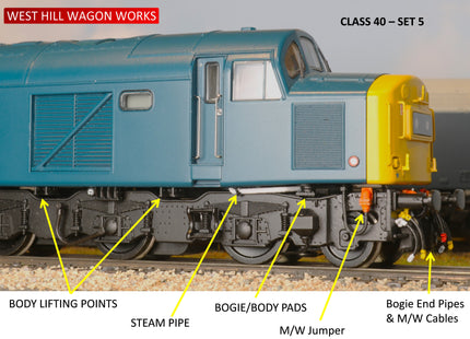 Detailed Pipes, Cables, Steam Pipes and Lifting Brackets for a Class 40 Locomotive - OO Gauge (SET 5)
