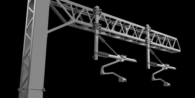 MAGNETIC Registration Arms (x2) for SERIES 2 - Two Track Cantilever OHLE - RIGHT HAND - OO Gauge (SET E4-7)