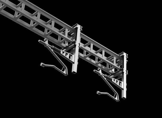 Registration Arms for SERIES 1 Twin Track Cantilever OHLE - LEFT HAND - OO Gauge (SET E2-9)