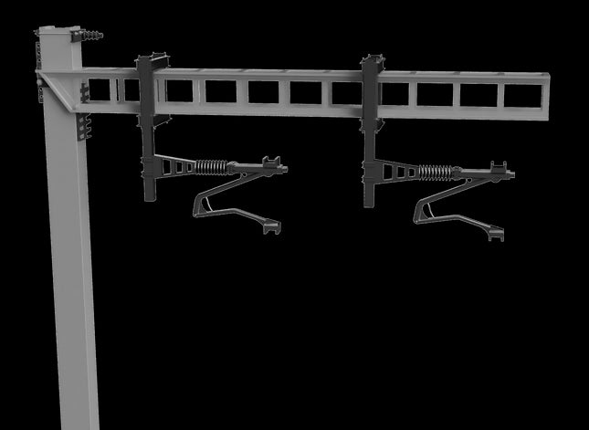 MAGNETIC Registration Arms for SERIES 1 Twin Track Cantilever OHLE - RIGHT HAND x 2 - OO Gauge (SET E2-13)