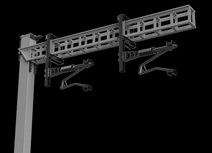 MAGNETIC Registration Arms for SERIES 1 Twin Track Cantilever OHLE - RIGHT HAND x 2 - OO Gauge (SET E2-13)