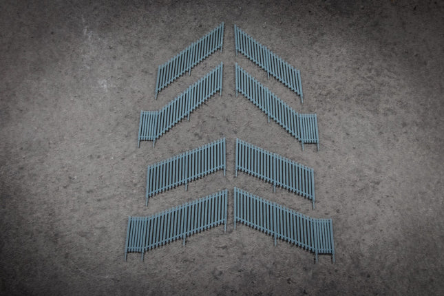 Palisade Fencing - Incline Section Pack of 8 (incl. 22deg and 45deg) - OO Gauge