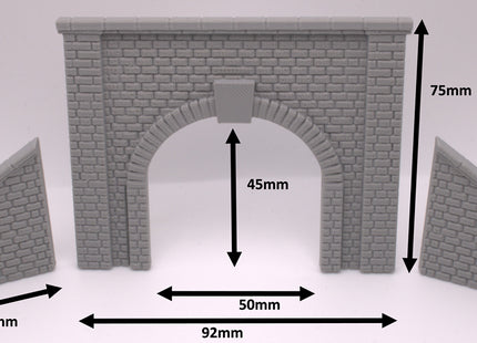 Tunnel Portal kit - Single Track with Side Walls  - TT:120 Scale