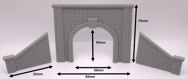 Tunnel Portal kit - Single Track with Side Walls  - TT:120 Scale
