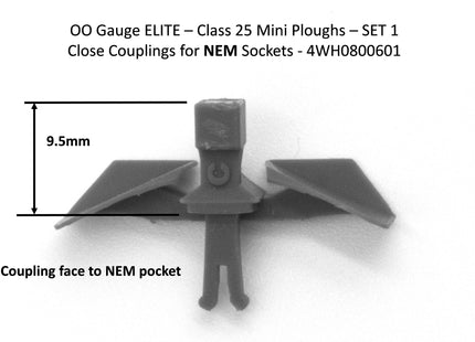 Hunt Magnetic Close Couplings ELITE - Snow Ploughs for Bachmann Class 25 - OO Gauge (1 Pair) - Unpainted (MP1)