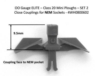 Hunt Magnetic Close Couplings ELITE - Snow Ploughs for Bachmann Class 20 - OO Gauge (1 Pair) - Unpainted (MP2)
