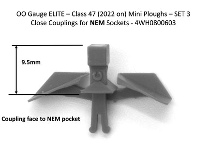 Hunt Magnetic Close Couplings ELITE - Snow Ploughs for Bachmann Class 47 (2022 on) - OO Gauge (1 Pair) - Unpainted (MP3)