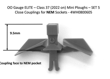 Hunt Magnetic Close Couplings ELITE - Snow Ploughs for Bachmann Class 37 (2022 on) - OO Gauge (1 Pair) - Unpainted (MP5)