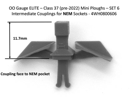 Hunt Magnetic Intermediate Couplings ELITE - Snow Ploughs for Bachmann Class 37 (pre-2022) - OO Gauge (1 Pair) - Unpainted (MP6)