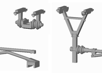 1500v DC OHLE Lattice Type - 2 Single Magnetic Registration Arms and Catenary Wire Supports (SET E7-10)