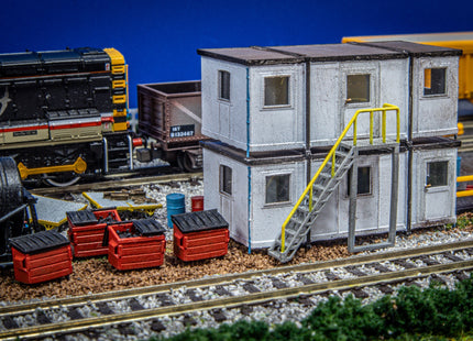 Portable Modular Stackable Buildings - Pack of 2 with Access Steps (N Gauge)