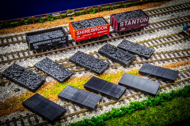 Wagon Coal Loads for Peco N Gauge 5 and 7-Plank Open Wagons - Pack of 5 (with height spacers)