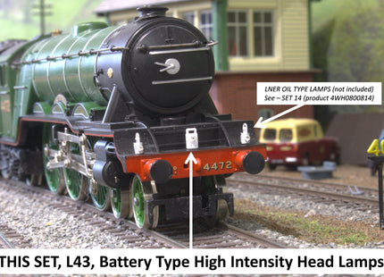 Detailed BR Battery Type High Intensity Head Lamps (kit L43) - WITH CRYSTALS - OO Gauge (Pack of 6)